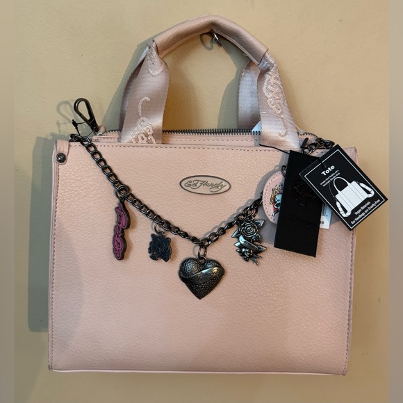 Ed Hardy Light Pink Satchel with Charm Chain - Picture 3 of 10